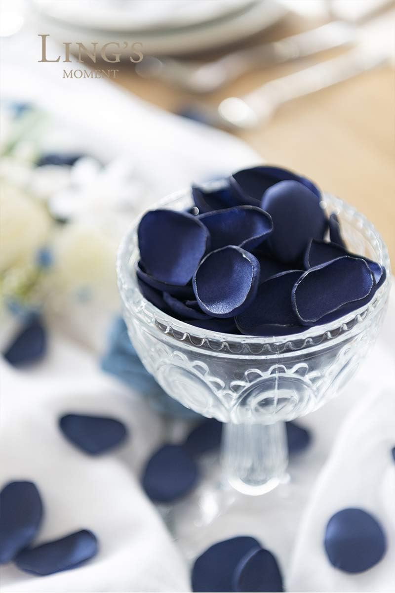 Ling's Moment Rose Petals, Silk Flower Petals for Wedding/Aisle/Flower Girl Baskets/Table Centerpiece Décor,etc.Navy Blue 200pcs