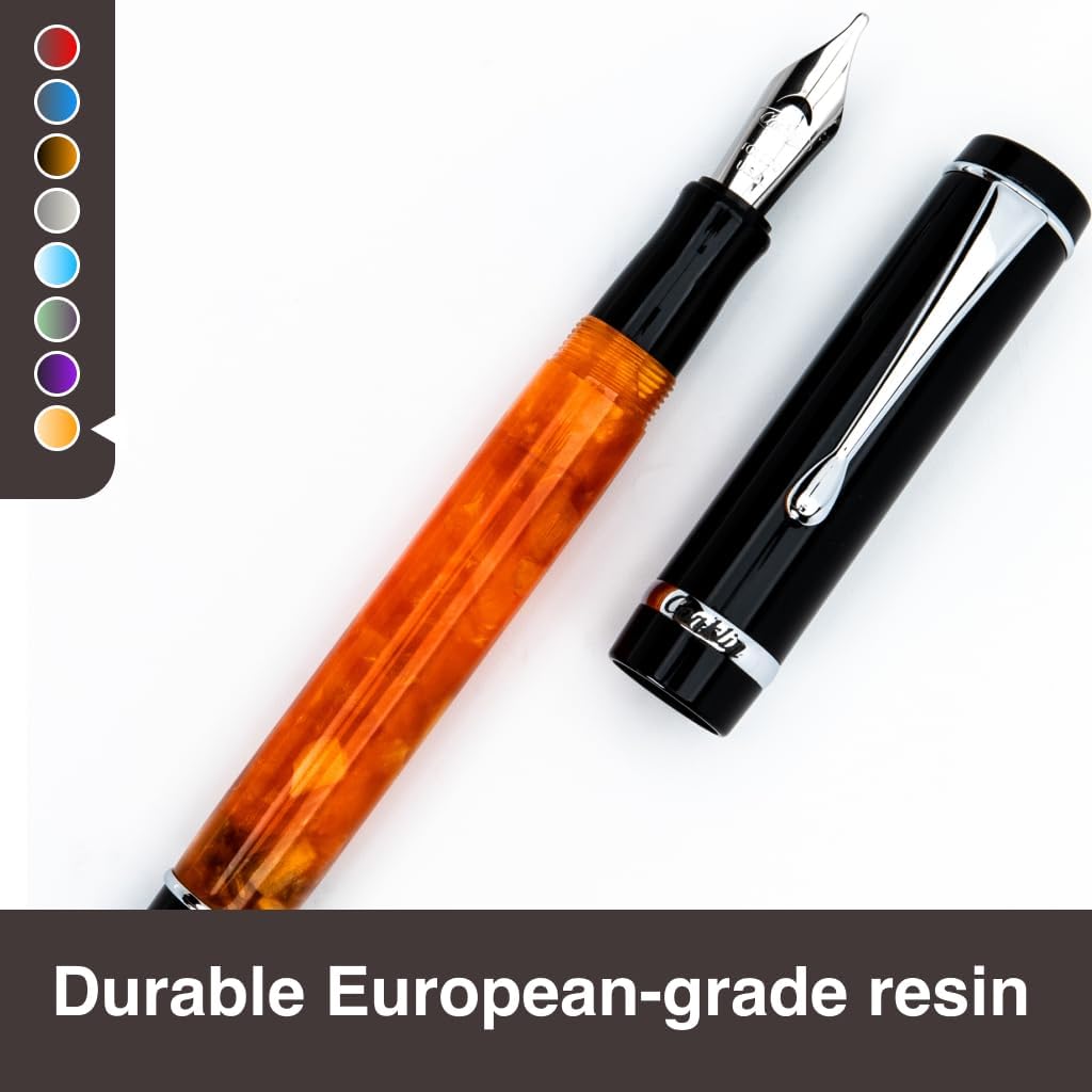 Conklin Duragraph Fountain Pen Orange Nights - Medium Nib, Elegant Writing Instrument with Vibrant Finish