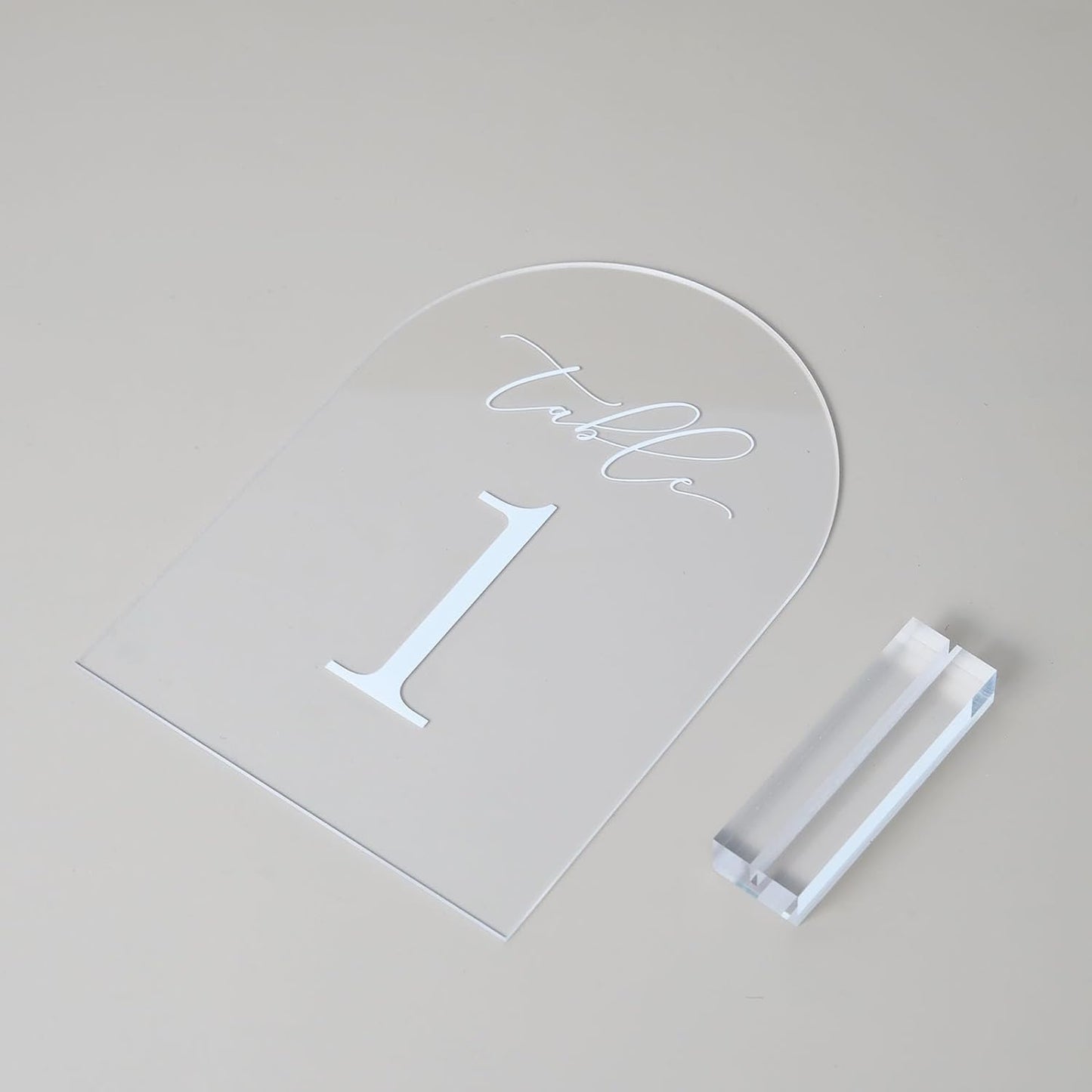JINMURY Clear Arch Table Numbers for Wedding, 5x7 Inch Arched Acrylic Table Numbers 1-30 with Stands, Clear Acrylic Arch Sign with Holder for Centerpiece, Reception, Wedding, Party, Event