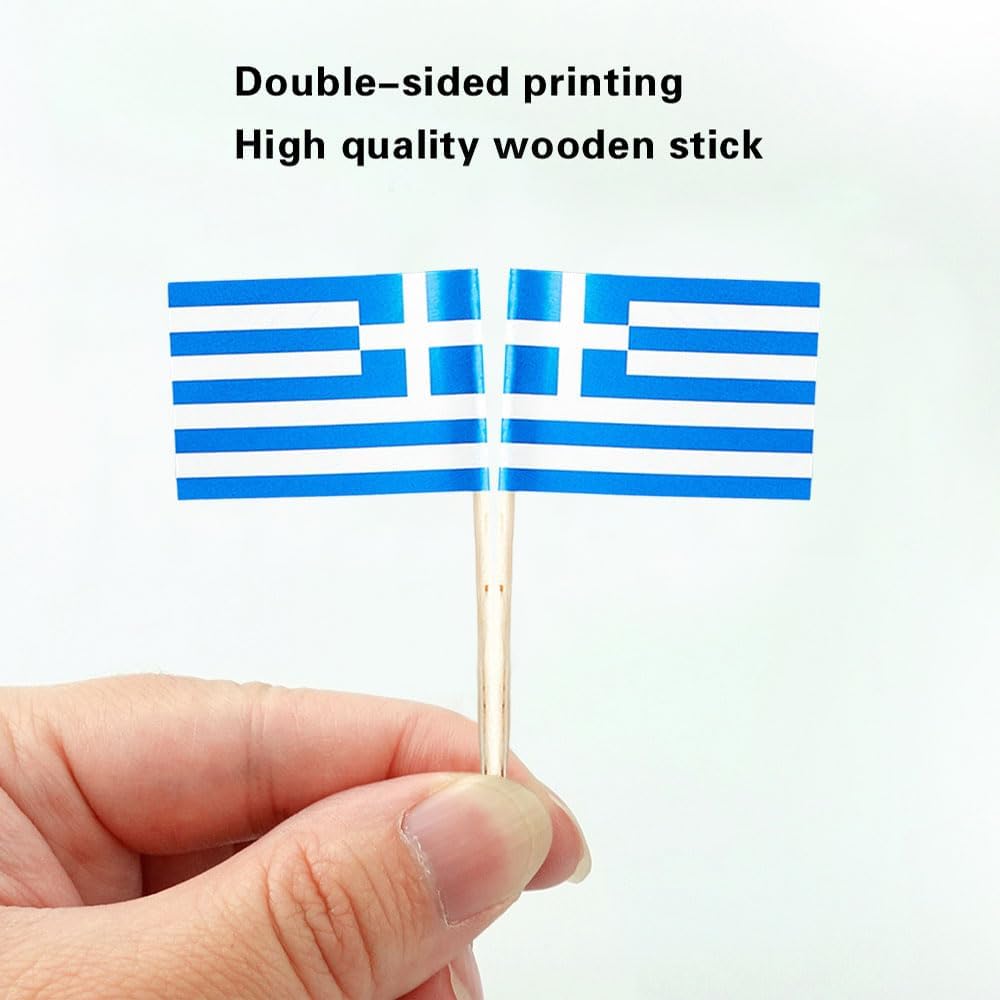 Greece Flag Greek Flag, Small Mini Greece Toothpick Flags for Food, Cupcakes, Cocktails, Appetizers, Bar Party Decorations