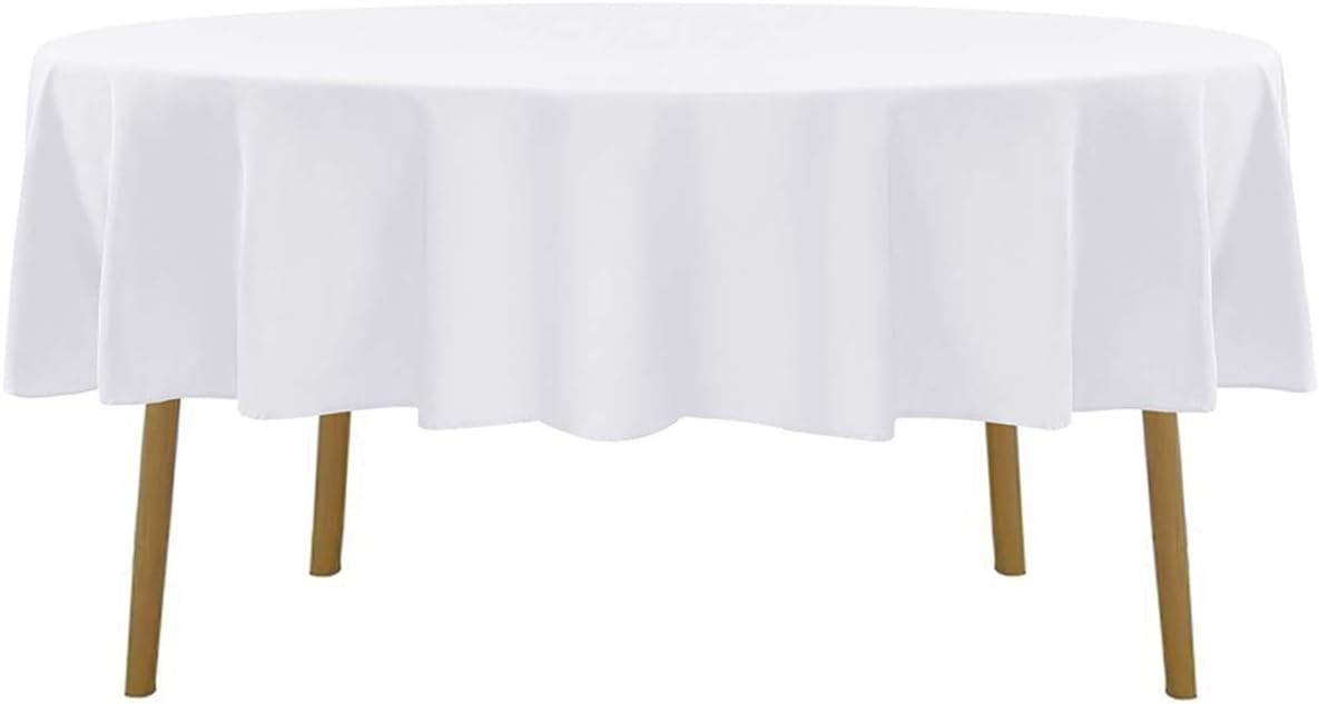 60 inch Round Tablecloth Washable Polyester Table Cloth Decorative Table Cover for Wedding Party Dining Banquet（60 inch,White）