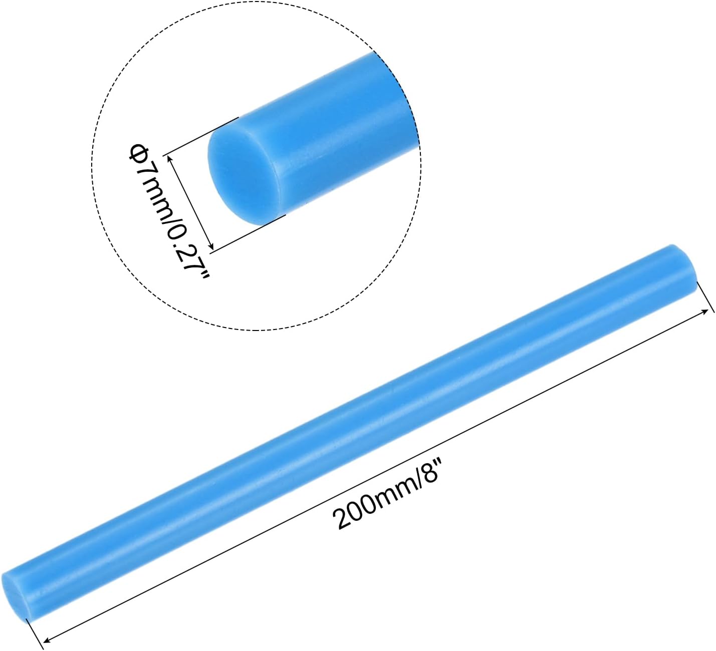 uxcell 20pcs Hot Glue Sticks for Glue Gun 7mm/0.27-inch x 8-inch Mini Hot Melt Adhesive Glue Stick Sky Blue