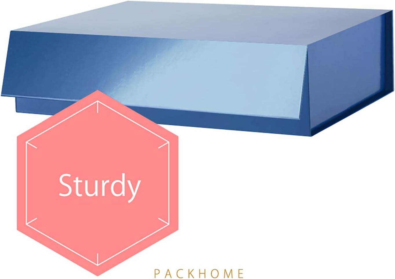 PACKHOME Large Gift Box 13.5x10x3.5 Inches, Sturdy Shirt Box with Magnetic Lid for Multiple Occasions (Glossy Blue)