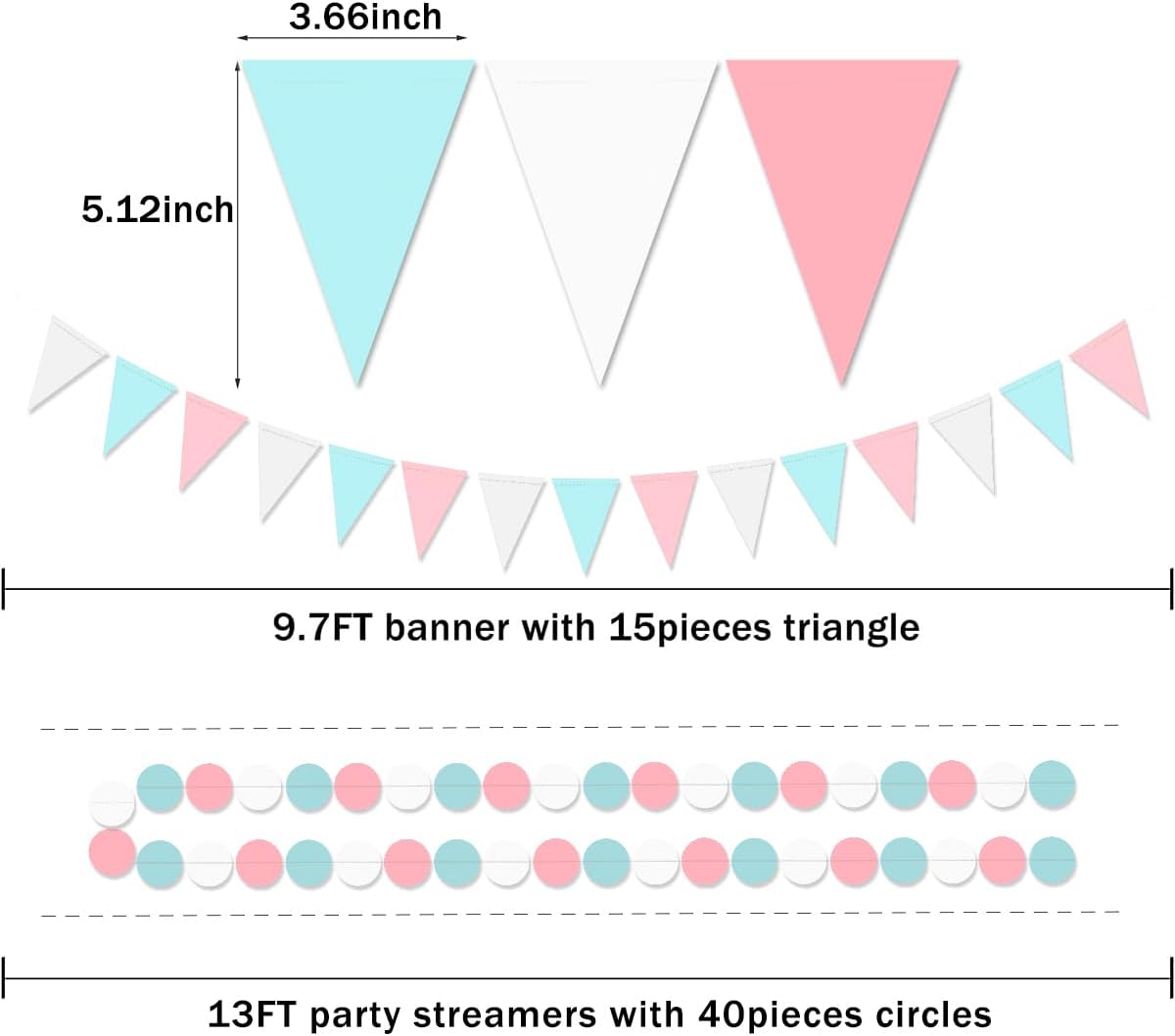 Gender Reveal Decorations Blue Pink - 23pcs Tissue Paper Flowers Pom Poms Banner Tassel Garland Streamers Baby Gender Reveal Theme Decor White Birthday Hanging Decor Ideas Supplies