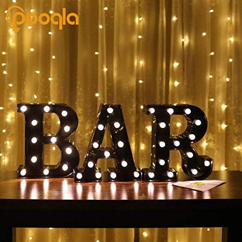Decorative LED Illuminated Letter Marquee Sign - Alphabet Marquee Letters with Lights For Wedding Birthday Party Christmas Night Light Lamp Home Bar Decoration J, Black