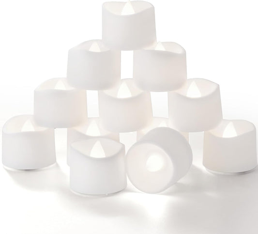 Homemory Timer Tea Lights Candles Battery Operated, 6H Timer Built-in, Auto On Daily, Flameless LED Tealight Votives for Table Centerpieces, Lantern, Holiday Decor, Cool White, No Remote, 12-Pack
