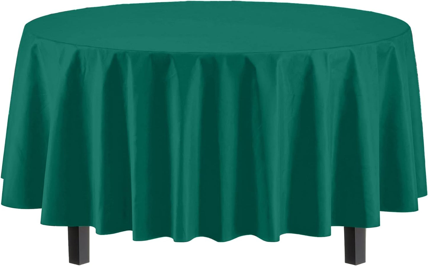 Exquisite 12-Pack Premium Plastic 84-Inch Round Tablecloth - Dark Green