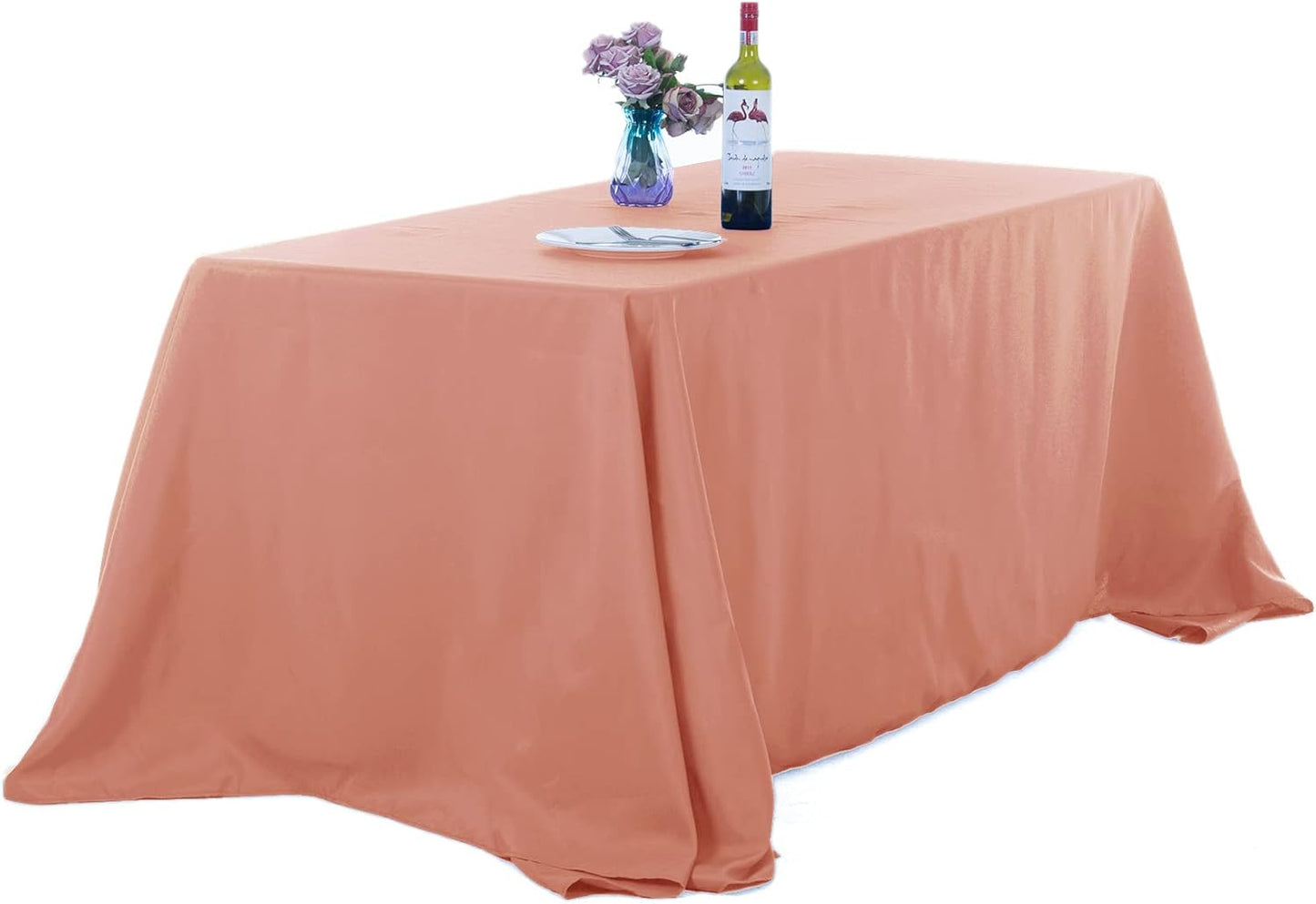 Ascoza 2pack 90x132 Inch Dusty Pink Rectangular Tablecloth 6 Feet Table Cloth in Polyester Fabric for Wedding/Banquet/Restaurant/Parties