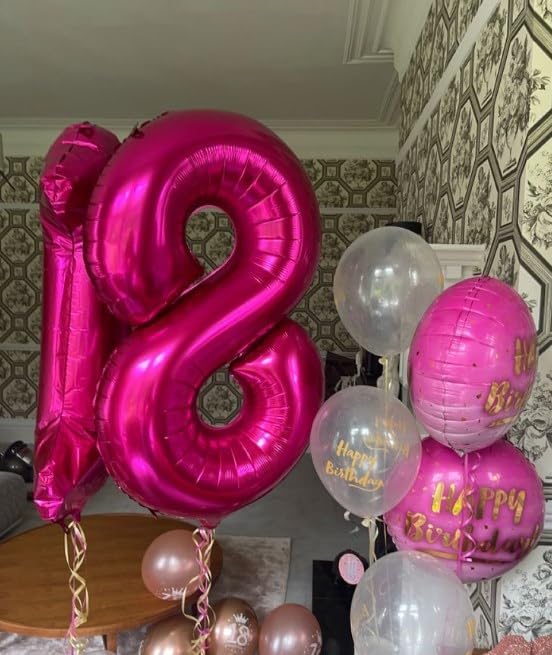 Hot Pink Foil Number 80 Balloon 40 Inch, Helium Mylar Eight Number 80 Birthday Balloons, 80th Hot Pink Women Men Wedding Anniversary, Graduations Party Supplies