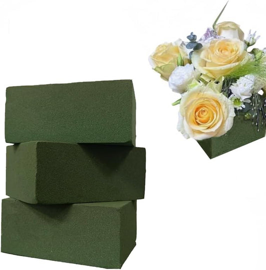 3 Pack Square Floral Foam Blocks – Strong Water Absorption & Moisture Retention, Easy to Cut & Shape, Wet & Dry Use, Ideal for Weddings, Parties, DIY Crafts, Florists & Home Decor