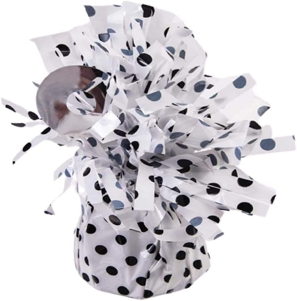 PMU 3 Pcs Polka Dot Kisses Balloon Weights - Decorative Balloon Weight for Christmas, Thanksgiving, Birthday, Party Favors, Wedding & Baby Shower - 6oz. White With Black, Pkg/3