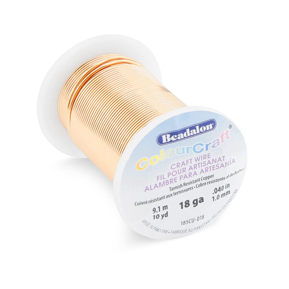 Beadalon ColourCraft Wire, 18 Gauge, Copper Color, 10 yd Spool