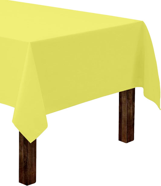 Gee Di Moda Rectangle Tablecloth - 60 x 84 Inch Yellow Table Cloth for 5 Foot Rectangle Table - Heavy Duty Washable Fabric - for 5 Ft Buffet Table, Holiday Party, Dinner, Wedding & Baby Shower