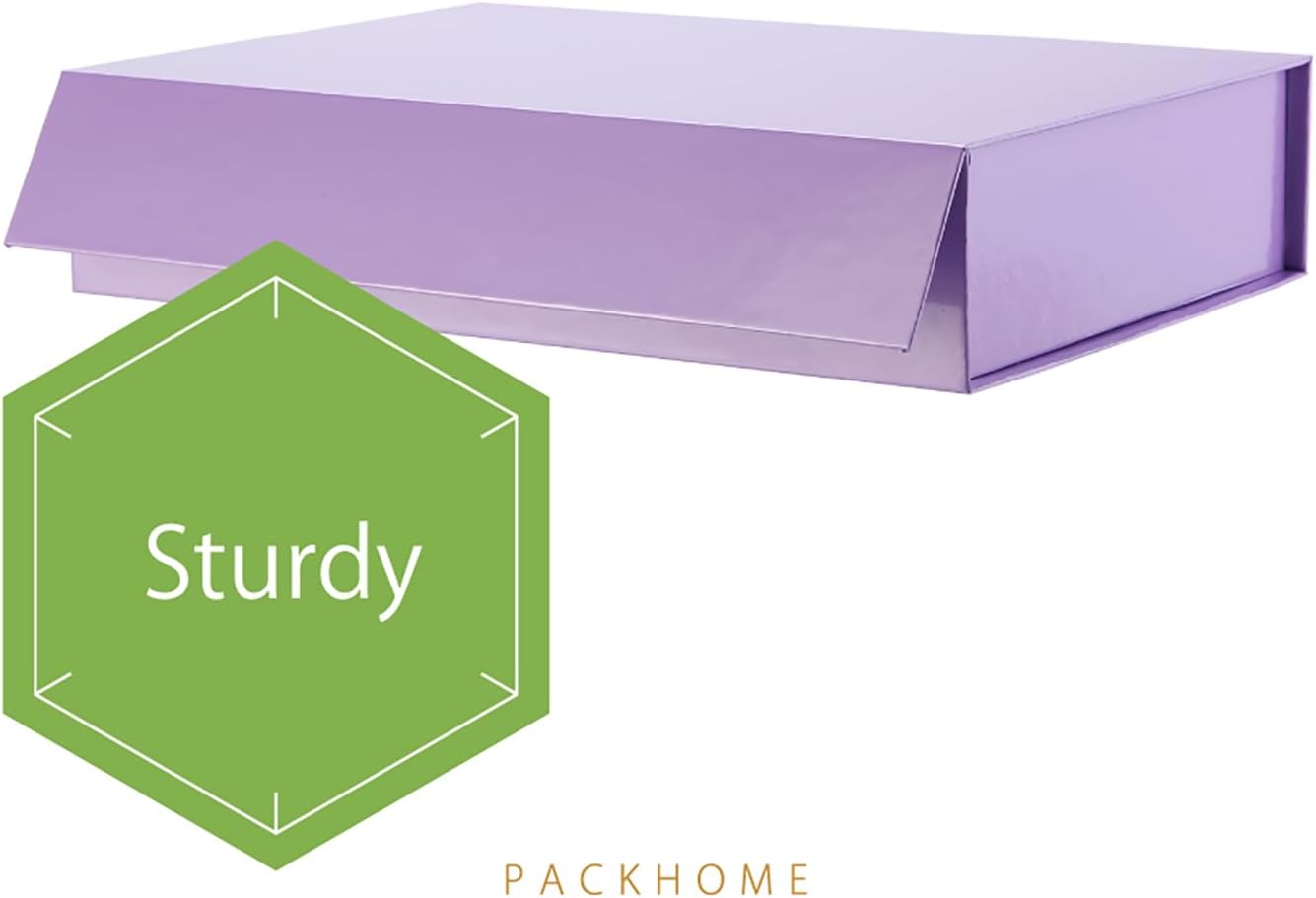 PACKHOME 6 Gift Boxes 11.5x8x2.5 Inches, Sturdy Shirt Boxes with Magnetic Lids for Multiple Occasions (Glossy Purple)