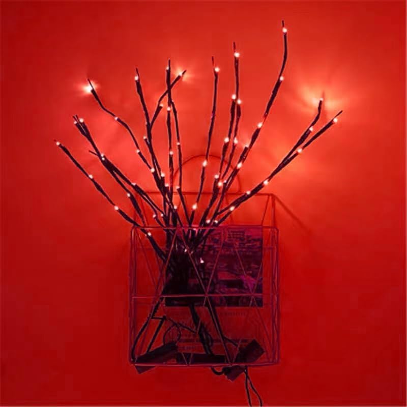 MENCH Branch Lights,3 Pcs Twig Light USB&Battery Powered 8 Flashing Modes by Remote Control.Branch Lights for Indoor, Light Up Decorations for Halloween Day and Christmas,Red