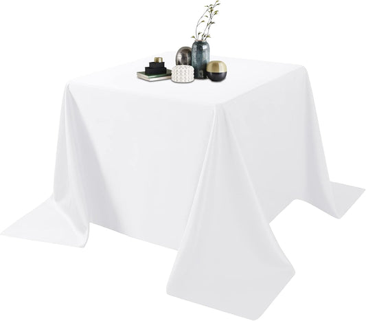 Ascoza 2pack 90x90 Inch White Square in Polyester Fabric Tablecloth for Wedding,Banquet,Restaurant and Parties