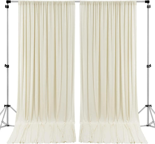 AK TRADING CO. 10 feet Wide x 12 feet Long IFR Polyester Backdrop Drapes Curtains Panels with Rod Pockets - Wedding Ceremony Party Home Window Decorations - (Ivory)