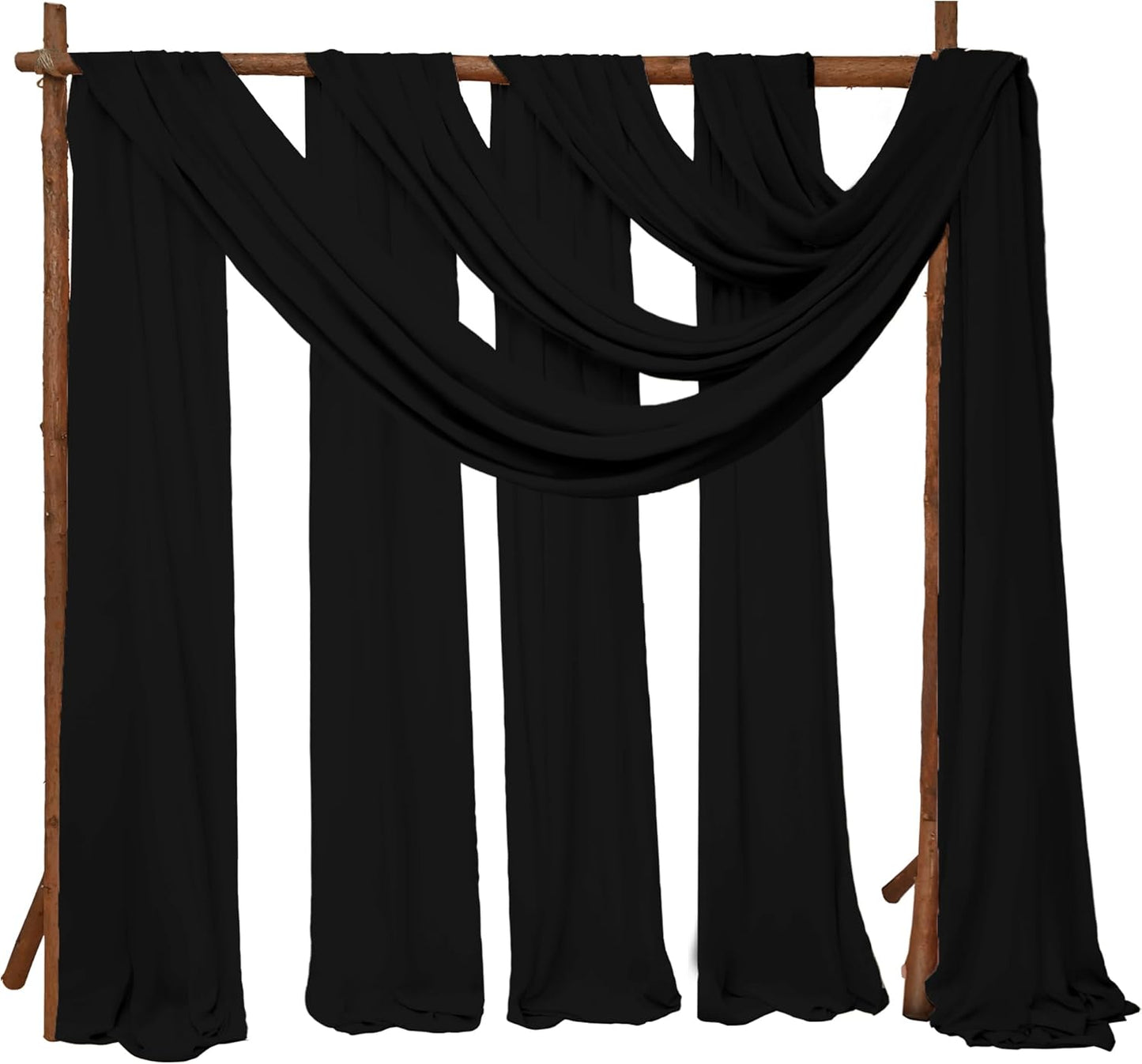 6 Panels Wedding Arch Draping Fabric 28 x 20Ft Chiffon Weddings Arch Drapes Chiffon Fabric Drape Sheer Backdrop Curtain for Wedding Party Ceremony Birthday Reception Swag Backdrop Ceiling Décor(Black)