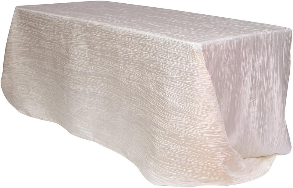 YOUR CHAIR COVERS - 90 x 156 inch Rectangular Crinkle Taffeta Tablecloth - Ivory