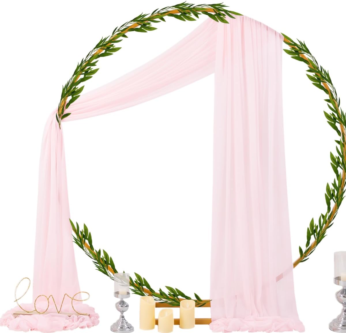 Socomi Blush Pink Wedding Arch Draping Fabric 29" x 20Ft 1 Panel Sheer Outdoor Curtain Drapes Extra Long for Bridal Baby Shower Ceremony Birthday Party Decor