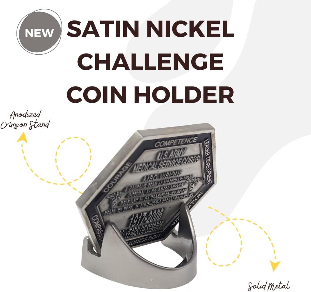 Military Challenge Coin Display Stand - Solid Metal with Anodized Finish - US Vet. Business (Black) (Nickle Five-Pack)