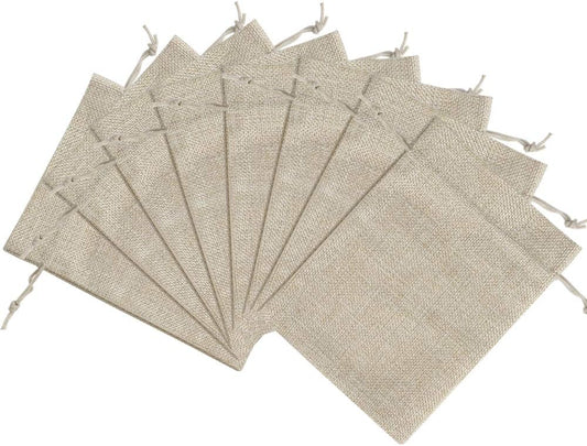 Lucky Monet 25/50/100PCS Burlap Gift Bags Wedding Hessian Jute Bags Linen Jewelry Pouches with Drawstring for Birthday, Party, Wedding Favors, Present, Art and DIY Craft (100Pcs, Cream, 5” x 7”)