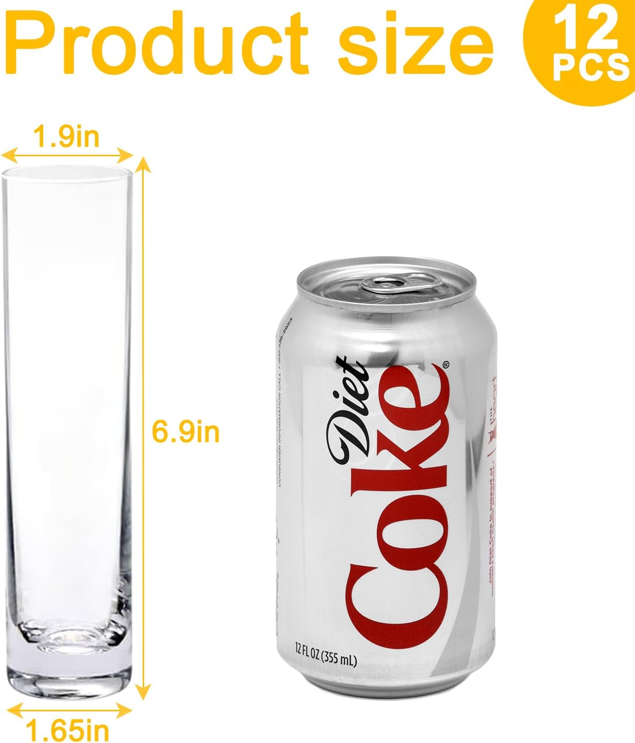 12 Pack 7 Inch Glass Cylinder Bud Vases for Centerpieces Clear Slim Flower Vases Tall Glass Cylinder Vase Small Vase for Single Rose Vases Bulk, Home Aesthetic Desk Decor