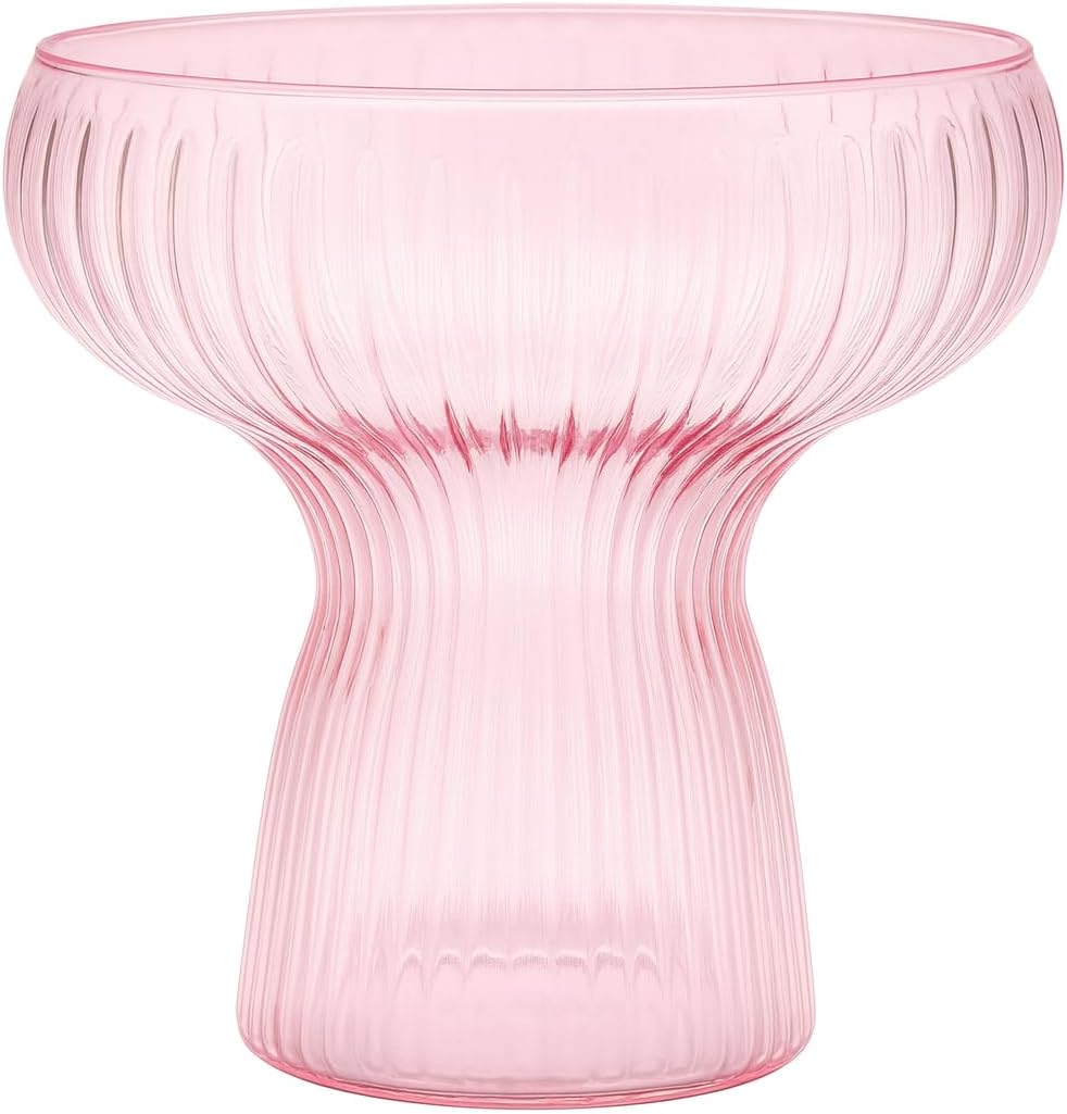 Lunara Clear Plastic Margarita Glasses, 11 oz, Set of 40, Disposable Party Cups for Cocktails (Pink Ripple Ribbed)