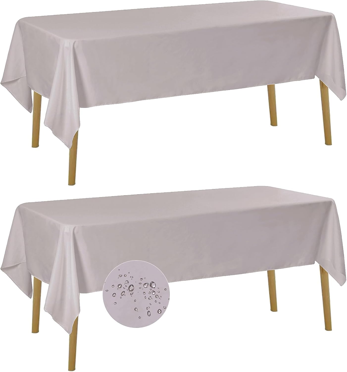 Fokitut 2 Pack Waterproof Rectangle Tablecloth, 60x120 Inch,Stain Resistant and Wrinkle Polyester Table Cloth, Fabric Table Cover for Kitchen Dining, Wedding, Party, Holiday Dinner-Silver
