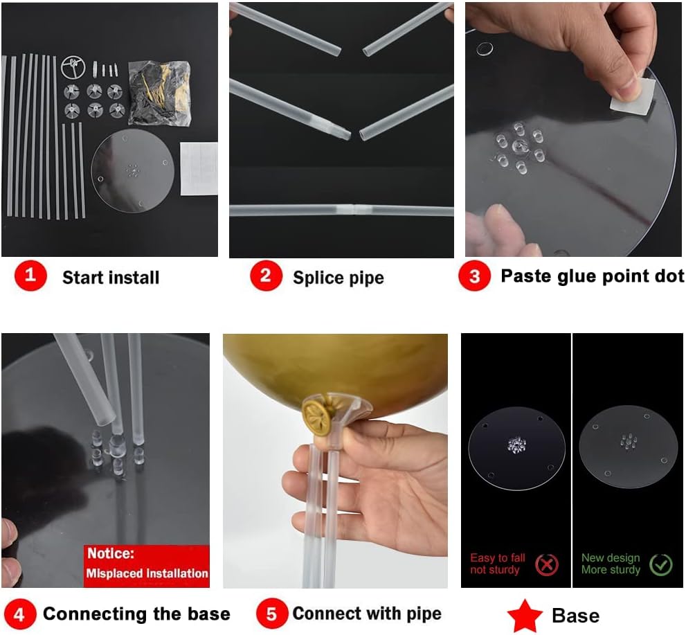 TONIFUL Inflatable Toys 6 Balloon Centerpieces with Gold Balloon Stand Kit for 2025 Graduation,Anniversary,Table Party Decorations,30th 40th 50th 60th 70th 80th Birthday Decorations New Years 2025