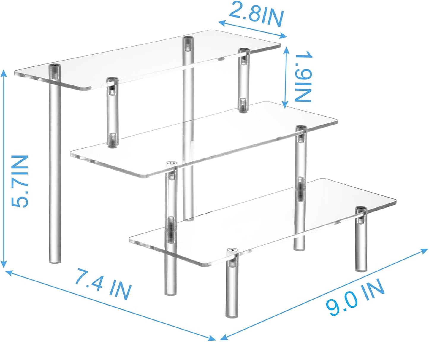 2PCS Acrylic Display Risers, 3 Tier Clear Cupcake Stand Risers, Organizer for Perfume, Funko POP, Food, Tabletop Use