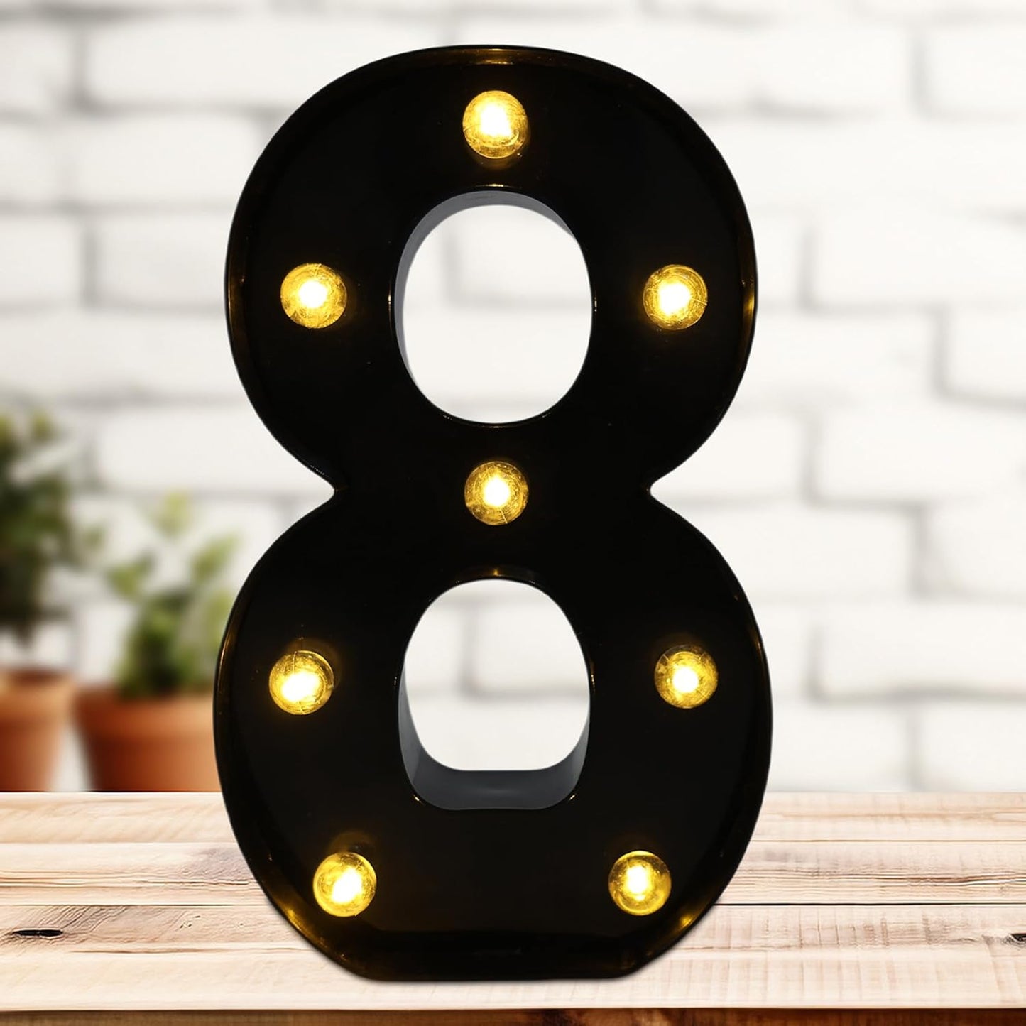 LED Marquee Numbers, 8.58 Inch Led Light Up Numbers for Party, Small Light Up Letters, Battery Powered Lighted Number for Table, Birthday, Night Light, Christmas or Home Decor (Black, Number 8)