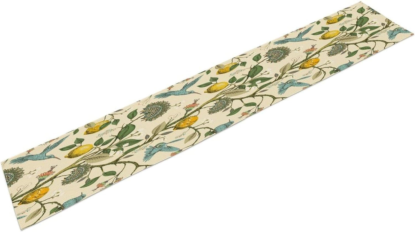 Table Runner with Flowers and Birds, Spring Plant Flowers Table Decoration Linen Table Runner Family Party Party Decorations 13x70 Inches