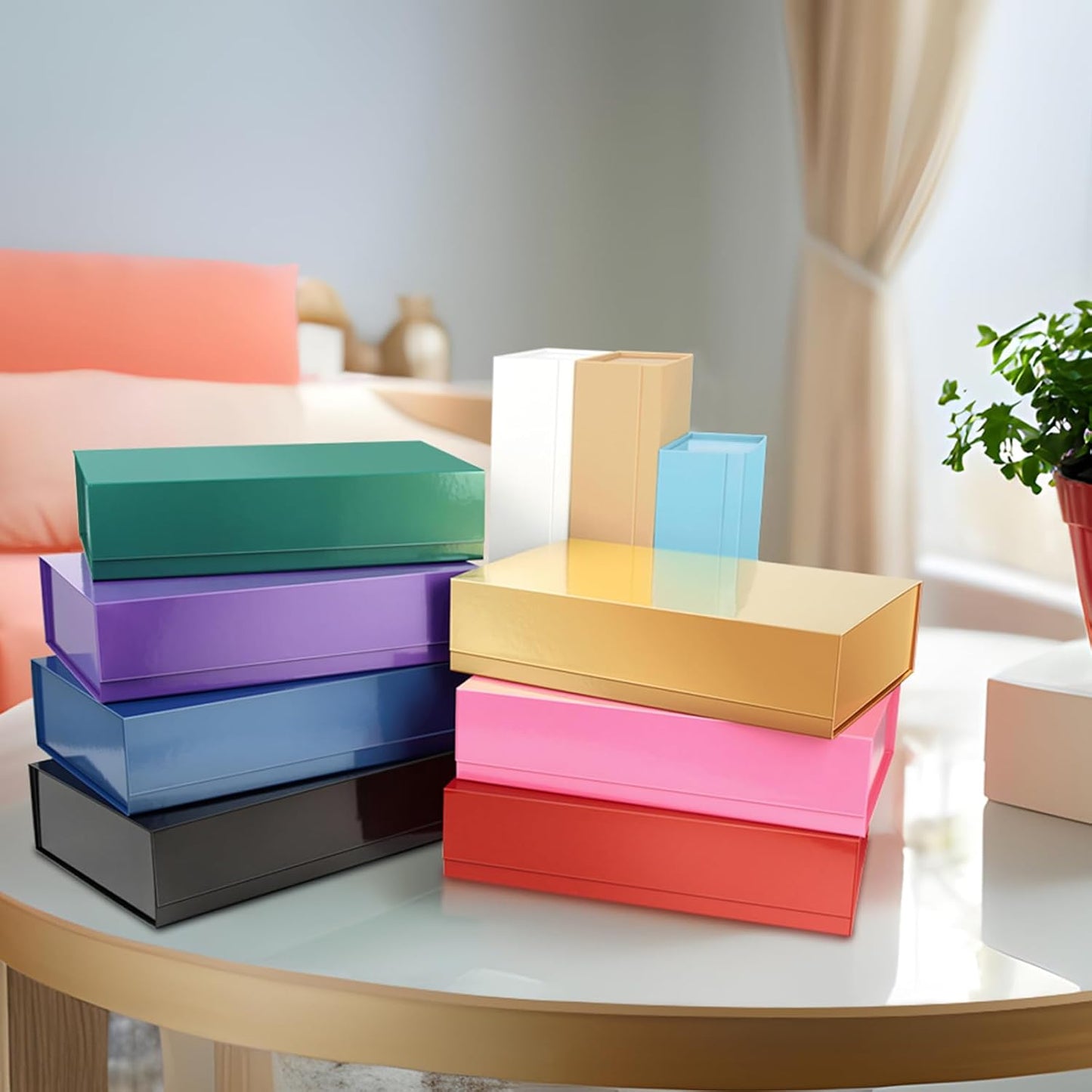 PACKHOME 6 Extra Large Gift Boxes 17.5x11.3x4.3 Inches, Sturdy Shirt Boxes with Magnetic Lids for Clothes and Large Gifts (Glossy White)