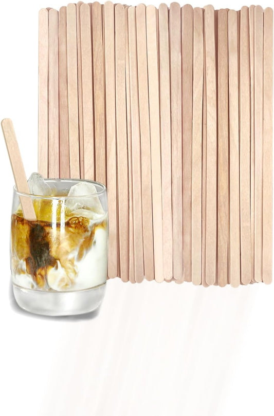 110 Pack Birch Wood Coffee Stirrers, 7.5 Inch Sturdy Coffee Stir Sticks, Smooth Round Ends, Splinter-Free Disposable Stir Sticks for Coffee, Cocktails, Office, Home Use