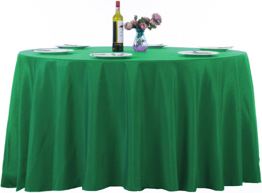 Ascoza 2pack 132 Inch Emerald Round Tablecloth in Washable Polyester Fabric for Wedding/Banquet/Restaurant/Parties
