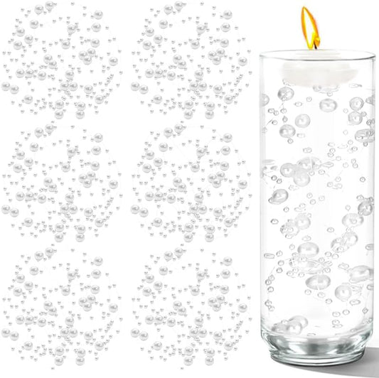 50 PCS Artificial Floating Beads for Centerpieces Vases, White 8+3mm String Beads for Wedding Party Faux Pearl String for Decorating, String Pearls for Crafts Vase Filler