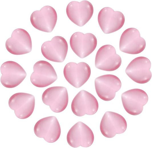 PATIKIL 20 Pcs Natural Heart Shaped Crystal Stone, 0.6 Inch Mini Polished Love Gemstone Crystal, Pocket Rock Engraved Worry Stones for Women Gifts Meditation, Bright Pink