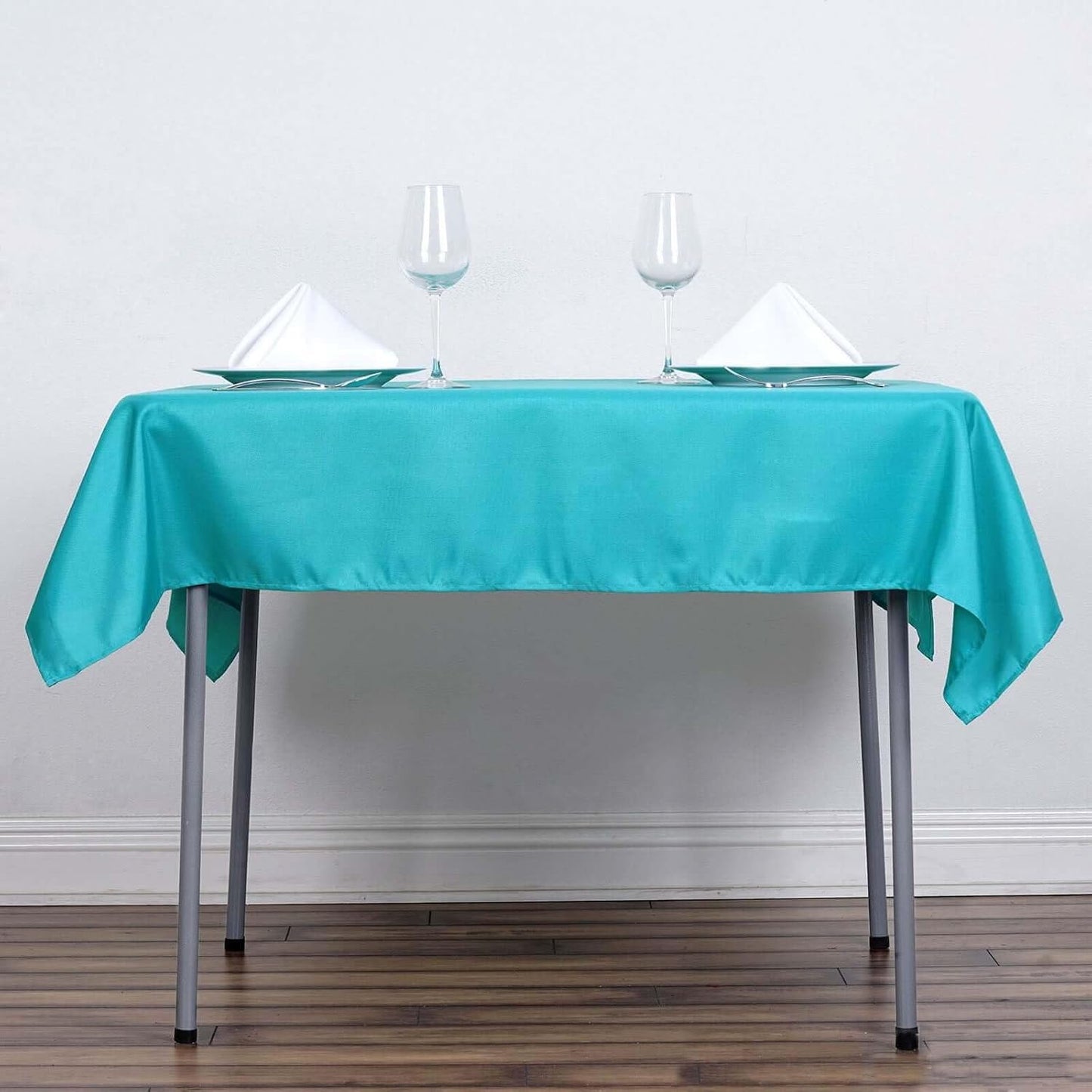 Efavormart 54x54 Turquoise Wholesale Linens Seamless Polyester Square Linen Tablecloth for Wedding Banquet Party Restaurant