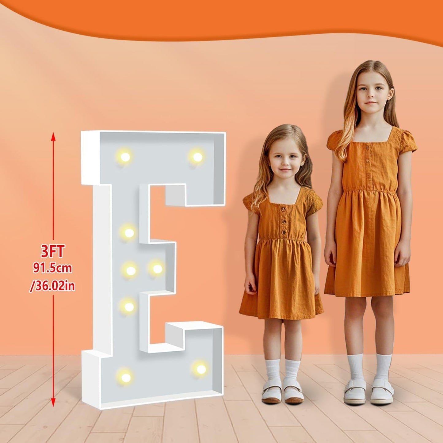 Marquee Light Up Letters E, 3FT Foam Board Mosaic Balloon Letters with Light Bulbs, Large Marquee Letter for Birthday Festival Party, Marry Me Light Up Letter for Wedding Engagement Party Decor