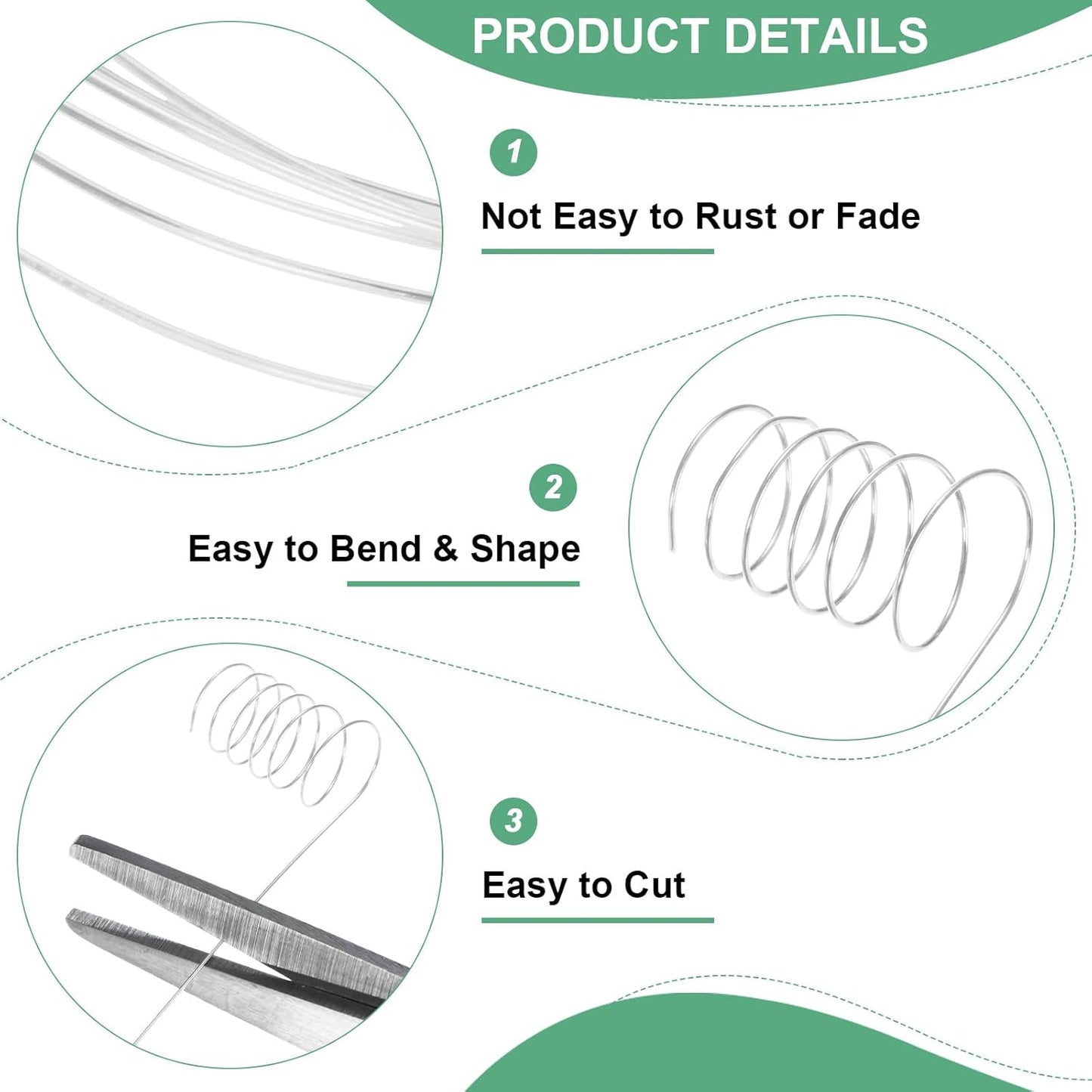 0.3 mm/28 Gauge Copper Wire for Jewelry Making, 49.2FT Copper Beading Craft Wire for Jewelry/Weaving/DIY Crafting/Planting, Color-Retaining [15M, Bright Silver]