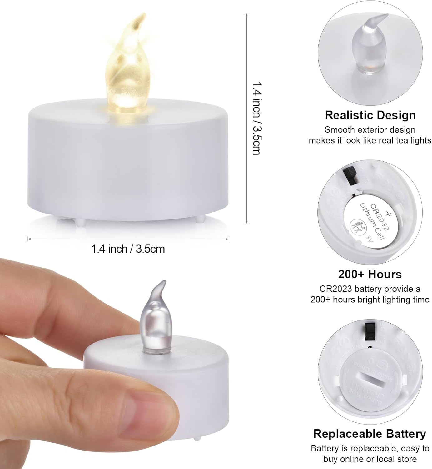 LED Tea Lights Candles- 100PACK Warm White Flameless Candles Realistic and Bright Flickering Long Lasting 200Hours for Holiday Celebration,Party,Home Decoration Warm Yellow,Battery Operated