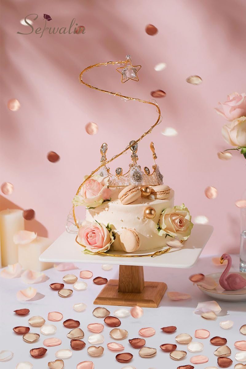 Serwalin 500Pcs Silk Rose Petals Artificial Flower Petals for Weddings Fake Rose Brown Petals Proposal for Wedding Aisle Runner Bridal Shower (4 Color Mixes)