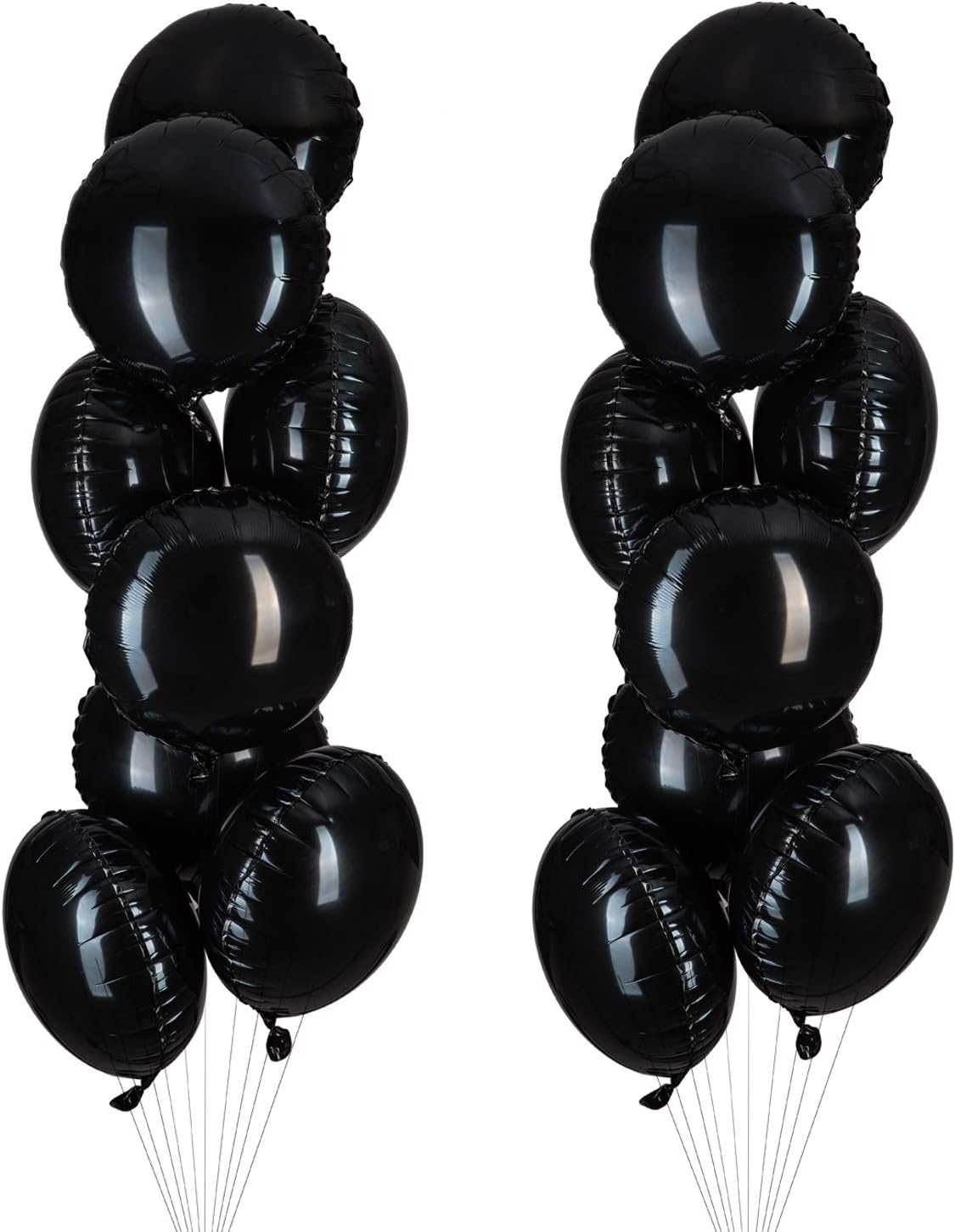Black Foil Balloon Round Shaped Mylar Helium Balloons Graduation Party Balloons Black and White Themed Party Decorations, 18 Inches, Pack of 20