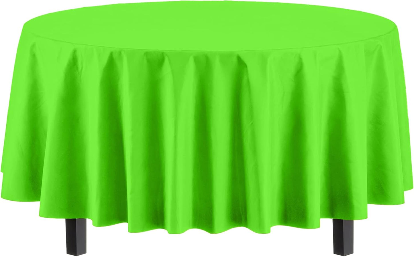 Exquisite 12-Pack Premium Plastic 84-Inch Round Tablecloth, Lime Green