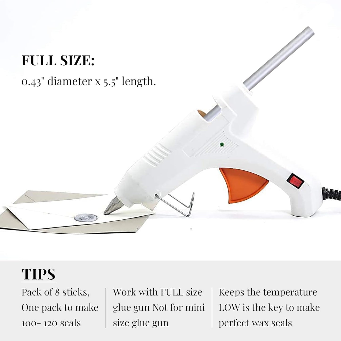 UNIQOOO Mailable Glue Gun Sealing Wax Sticks for Wax Seal Stamp - Metallic Silver, Great for Christmas Cards, Wedding Invitations, Cards Envelopes, Snail Mails, Wine Packages, Gift Ideas, Pack of 8