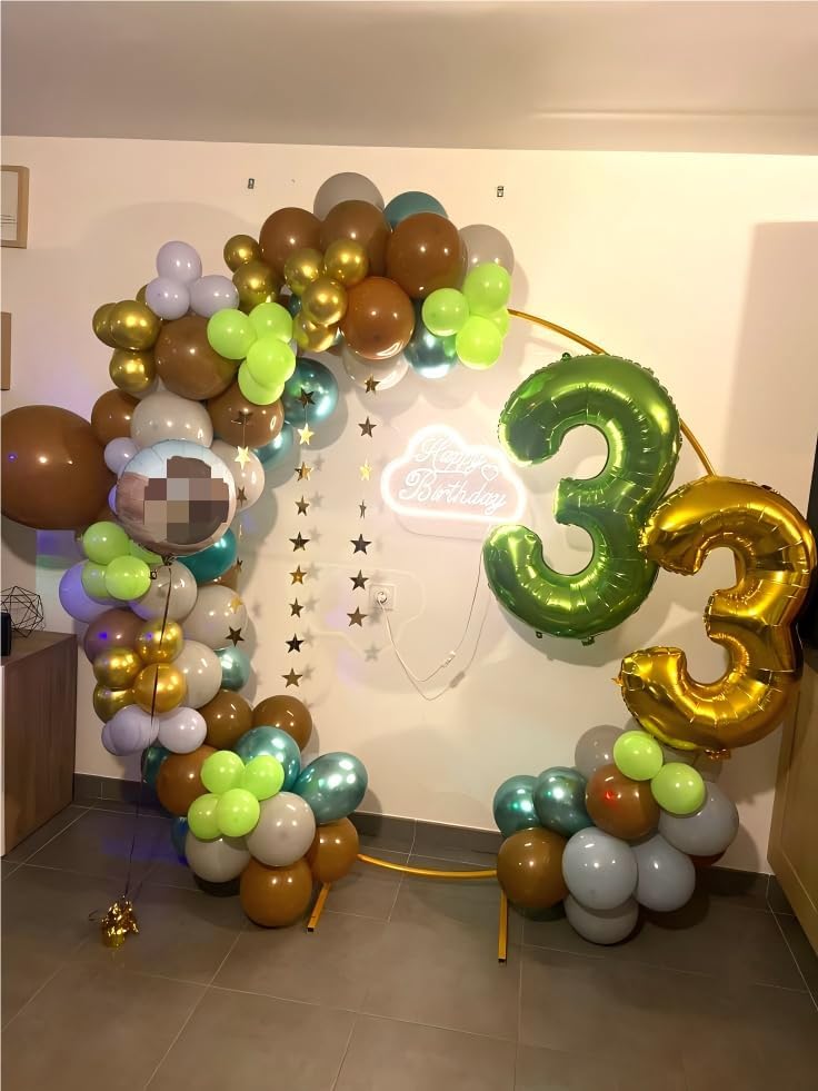 40 Inch Light Green 3 Large Number Balloon, 3 13 23 30 33 36 Light Green Birthday Party Decorations, Number Three Foil Balloons for Anniversary Party Graduations Celebration Supplies