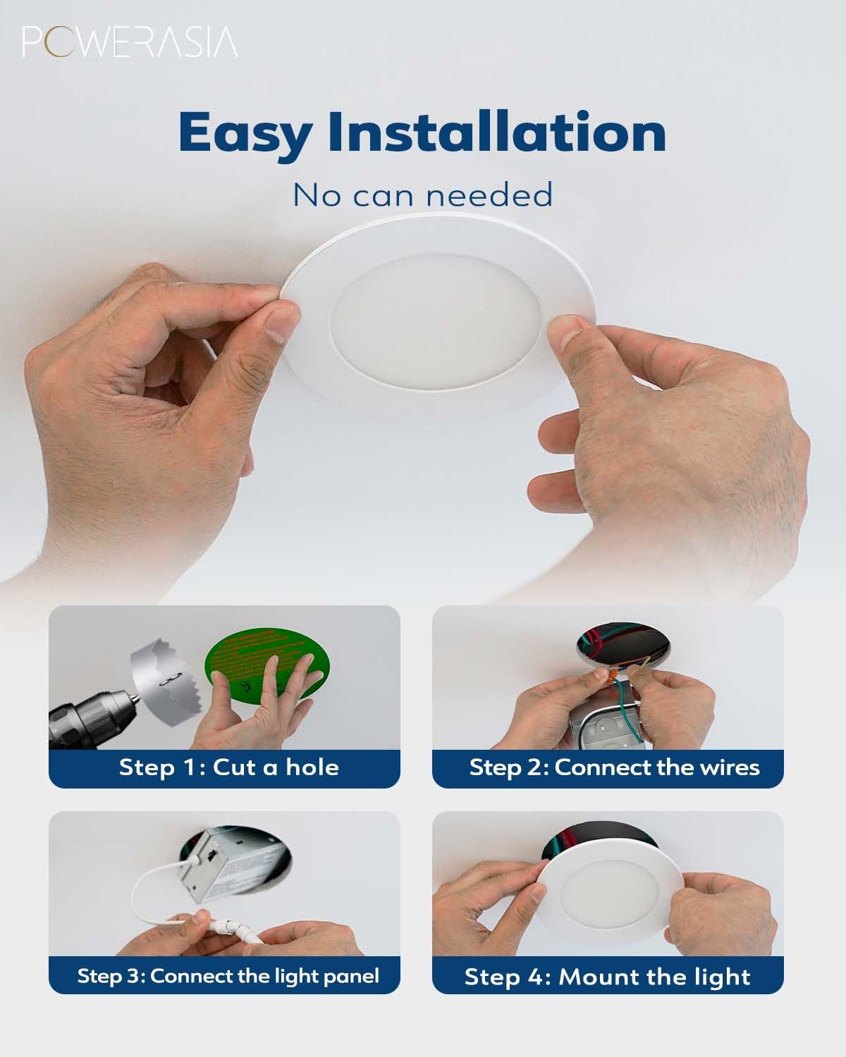 12 Pack 4 Inch Ultra-Thin LED Recessed Ceiling Light with Junction Box, 5CCT Dimmable 2700K/3000K/4000K/5000K/6000K, 9W 850lm Can Killer Downlight-ETL and Energy Star Certified