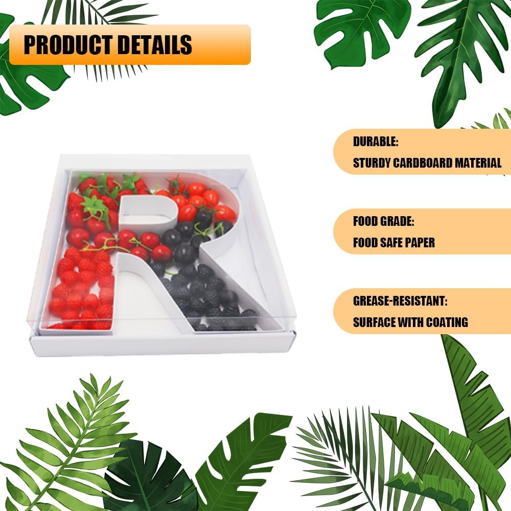 12" Fillable Cardboard Letter Charcuterie Gift Cupcake Box With Cover Sweets Packaging (R)