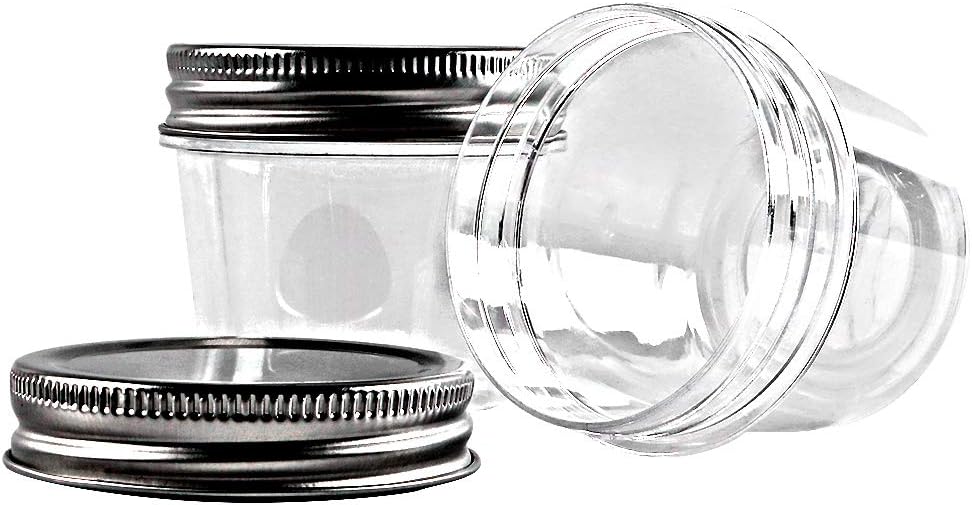 novelinks 4 Ounce Clear Plastic Jars Containers With Screw On Lids - Refillable Round Empty Plastic Slime Storage Containers for Kitchen & Household Storage - BPA Free (40 Pack)